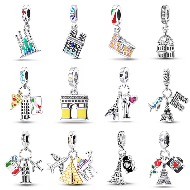Copper Famous Attractions Eiffel Tower Church Luminous Charms Pendants Fit Qikaola Original Bracelets Diy Jewelry