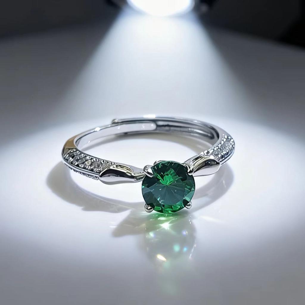 Fashion jewelry imitation natural emerald ring niche light luxury simple green zircon ring