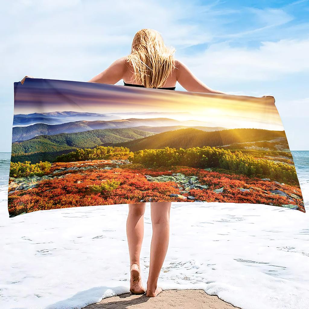 Seaworld Landscape Microfiber Oversized Lightweight Beach Towel Sand Free Towels Swim Pool Camping Essentials Accessories