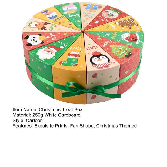 12Pcs/Set Christmas Treat Box Fan Design Cookie Box Combination Cartoon Small Gift Boxes Christmas Candy Boxes for Xmas Party Favors