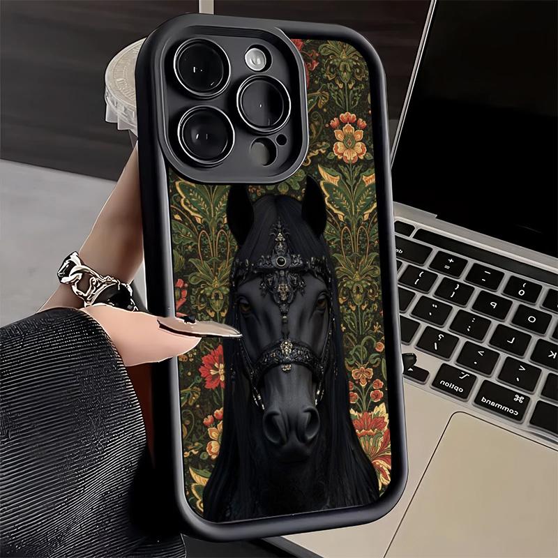 Phone Case for iPhone 17 Air 16E 15 16 Pro Max Horse Art Aesthetics Cover 14 Plus 13 12 Mini Soft Shell Silicone Fundas