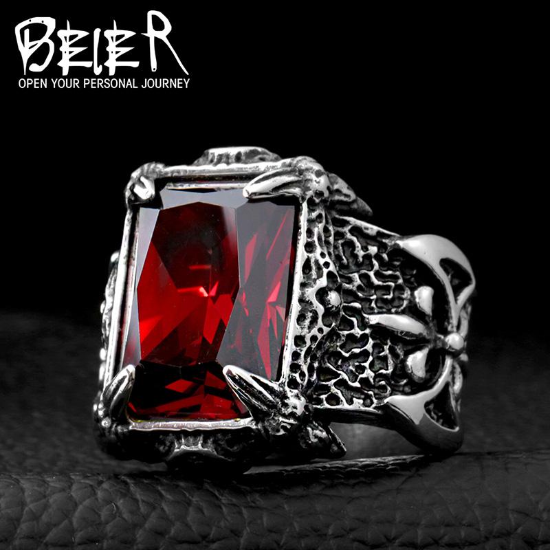 316L Stainless Steel VIKING Colorful Stone Trend Men's Ring Double-Sided  High Quality Jewelry