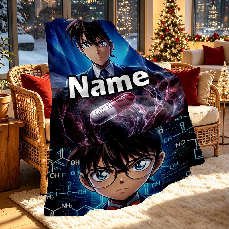 Manta Personalizada con Nombre y Estampado de Anime, Decoración del Hogar, Dormitorio, Sofá, Acampada, Sillón, Regalos para Cumpleaños Navidad