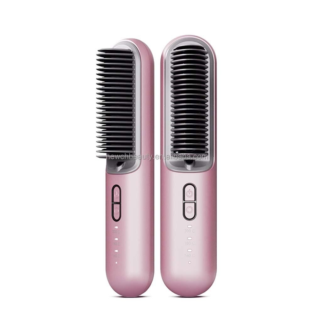 Portable Hot Comb Cordless Hair Straightener Brush Hairbrush Straightening Flat Iron Wireless Hair Straightener Comb фиолетовый