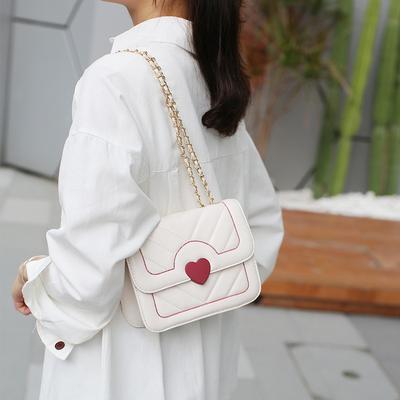 Borsa a tracolla singola sotto l'ascella, Borsa a forma di cuore per ragazza carina, Borsa alla moda e di tendenza a catena incrociata Hundred-tower, Borsa da donna