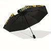 1pc Skull Sunflowers Auto Open/close, All-Season Portable Folding Umbrella for Women & Men, Travel, Everyday, Formal Events - Compact Luxury Parasol,