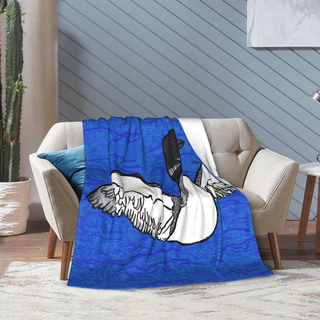 Heated Rivalry My self Portrait common loon  Knitted Blanket Coral Fleece Plush  Lightweight Thin Throw Blanket for Bed Bed Rug