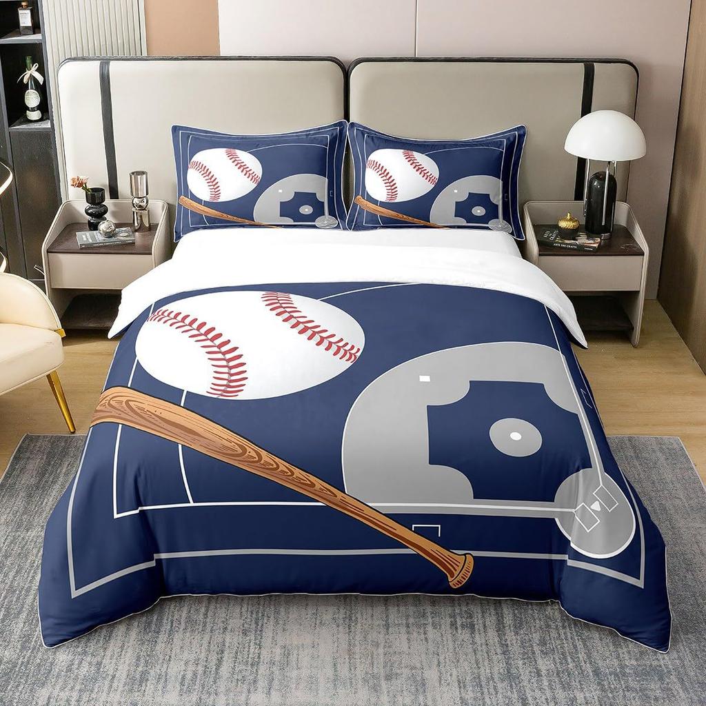Baseball Bedding Kit Three-Piece Quilt Cover Geometric Honeycomb Digital Printing Home Textiles