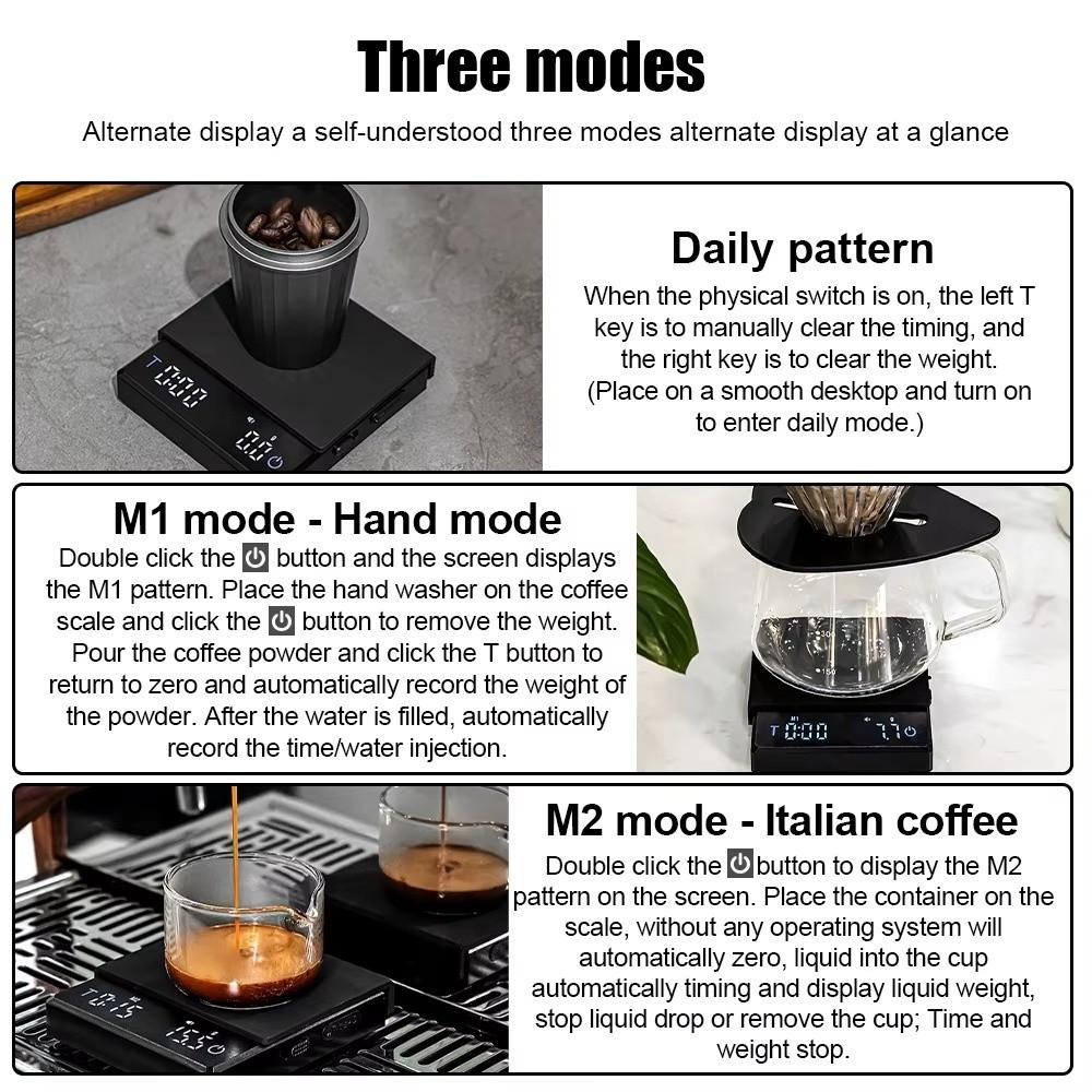 Mini Coffee Scale 3 Modes Electronic Digital Weight Drip Espresso Scale  for Barista Kitchen Tools