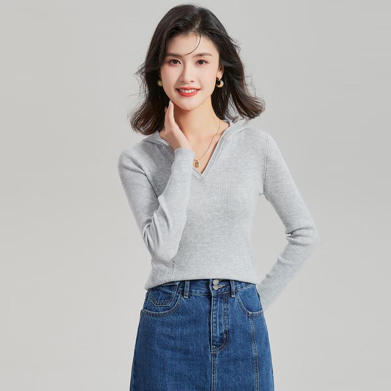 Women's Golden Chrysanthemum Lamb Wool & Silk Blend Hooded Knit Sweater