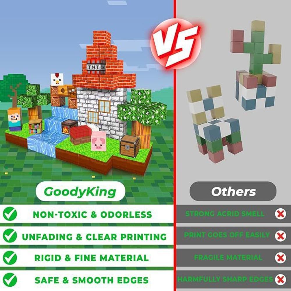 Magnetisches quadratisches Baustein-Puzzle 3D Bau Tier Haus Spielzeug