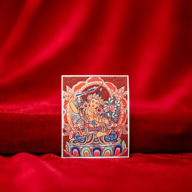 Tibetan Eight Protectors Cinnabar Mineral Sand Thangka Painting Core 4X5 - Birth Year Buddha
