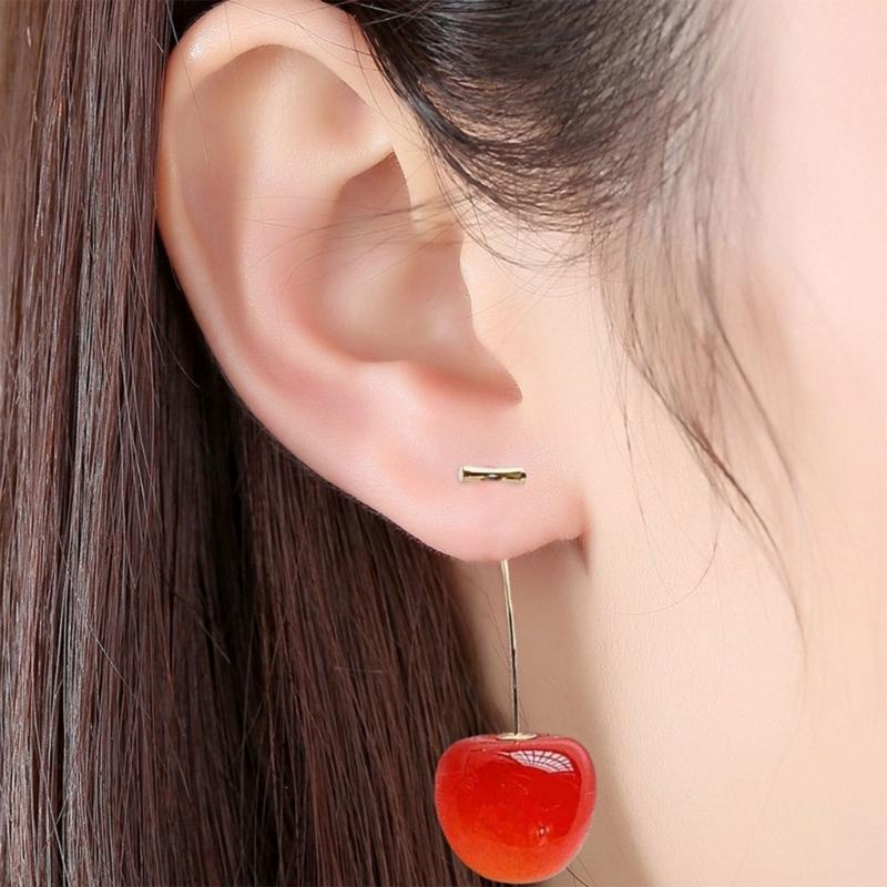 Elegant Cherry Fruit Earrings Long Hanging Fashion Statement Earrings Fashion Cherry Jewelry Perfect for Stylish Outfits