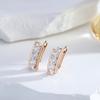 Luxury Three Big White Natural Zircon English Earrings For Women  Rose Gold  Color Mix Wedding Daily Fine Jewelry
