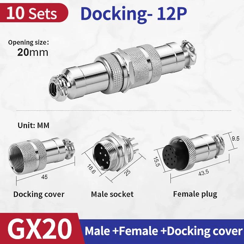 10Set GX20 Docking 2/3/4/5/6/7/8/9/10 Pin Male Female Butting Wire Cable Circular Aviation Socket Plug Panel Connector