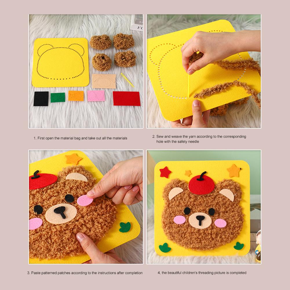 DIY Embroidery Animal Face Set Cartoon Animal Creative DIY Arts Crafts DIY Educational Sewing Kit for Beginners Crafts Gifts
