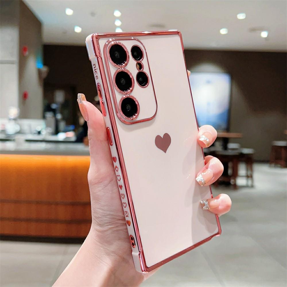 Pro Samsung Galaxy S26 Ultra Pouzdro Zadní kryt telefonu z TPU Pokovený vzor srdce