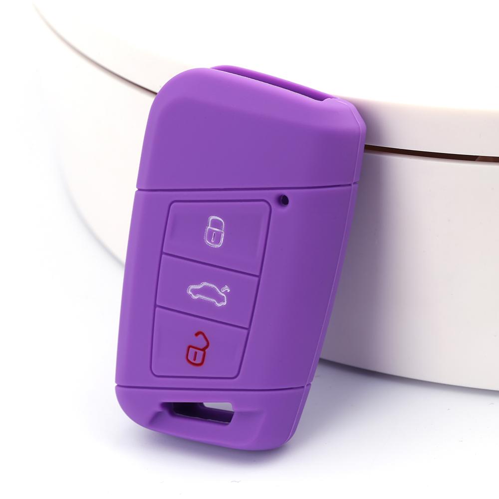 

Силиконовый чехол для ключа с пультом автомобиля, откидной, для 2016 2017 VW Volkswagen Passat B8 Skoda Superb A7, чехол-протектор для ключа, оболочка фиолетовый