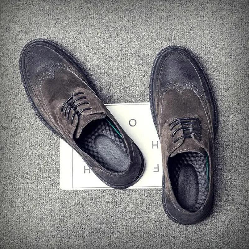 Fashion Brand Fashion Mens Flats Shoes Casual British Style oxfords Business Shoes Men Dress suede Brogue Party Formal Shoes 2025 gh7