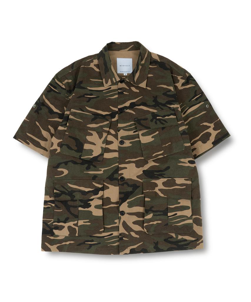 Mudsalt Jungle Fatigue Roll-Up Short Sleeve Shirt Camo Khaki