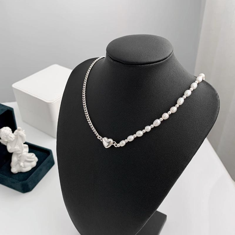 Korean Double Heart Pearl Necklace - Women's Fashion Choker Clavicle Chain
