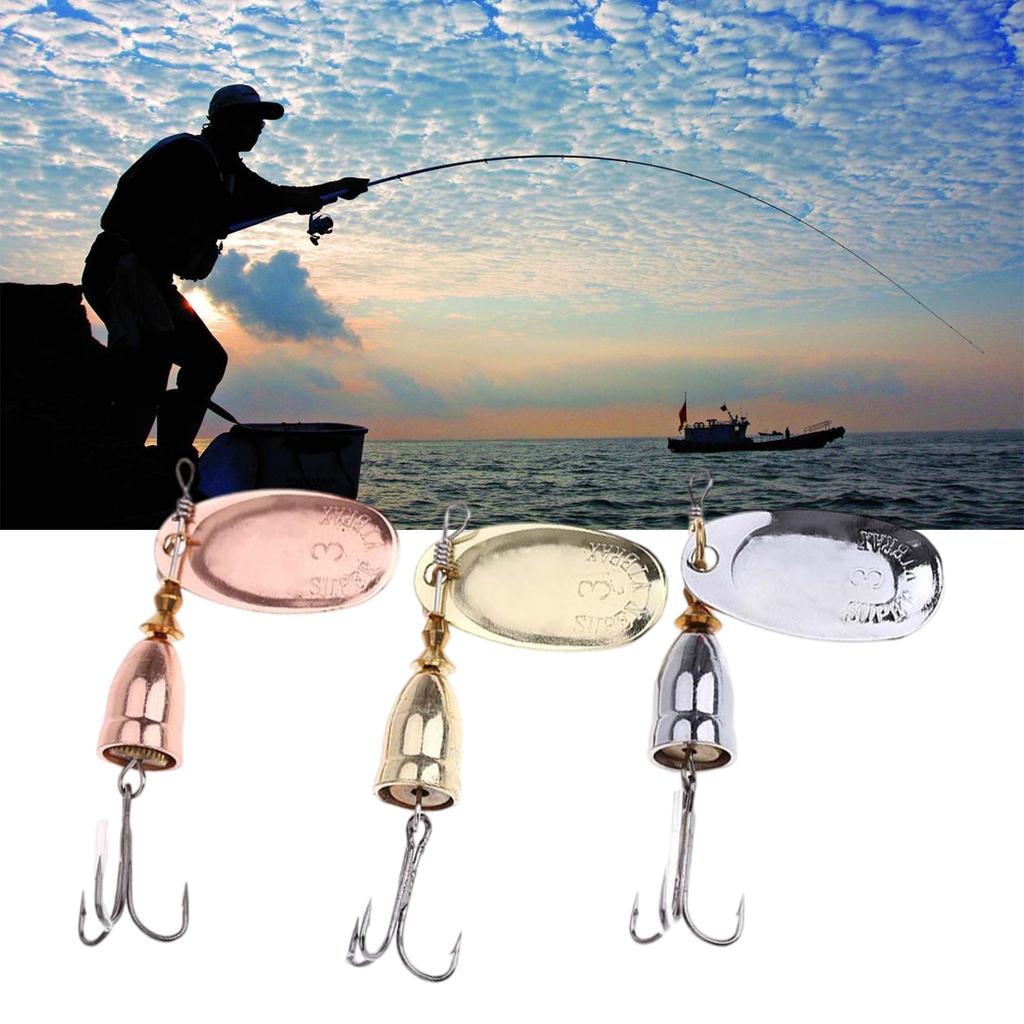 Spinner Fishing Lures with Triple Hooks Metal Lures Hard Metal Spinner Baits Fishing Accessories for Freshwater