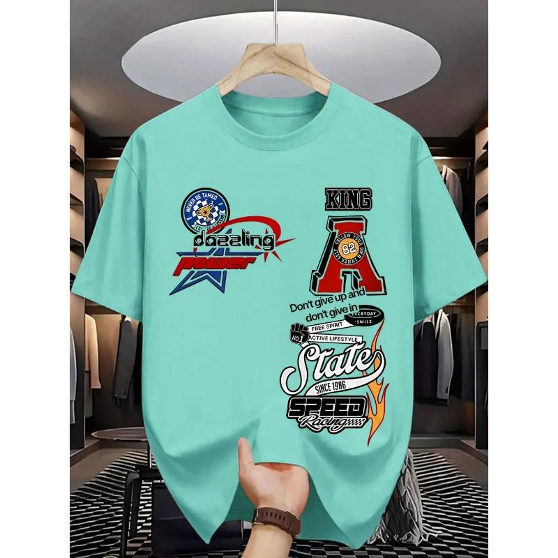 European and American men's summer fashion letter graffiti print comfortable and breathable