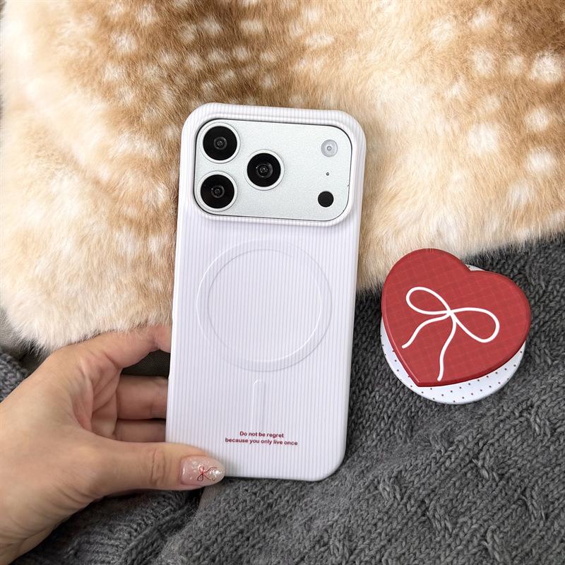 

Red Plaid Heart Magnetic Case for iPhone 16 Pro Max/15 Pro - Korean Style Bow Design iPhone 16 Pro