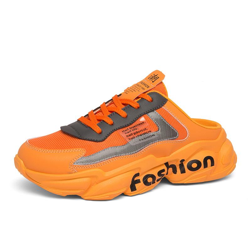 

Summer mesh half-drag bag head shoes outdoor breathable casual one-pedal lazy shoes men s lace-up fashion platform shoes 39
