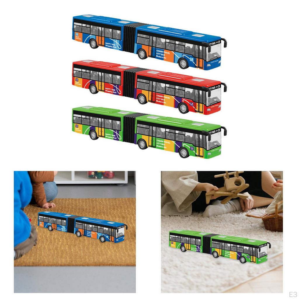 Alloy Pull Back Bus Toy Two-Section Articulated Model Long Role Playing