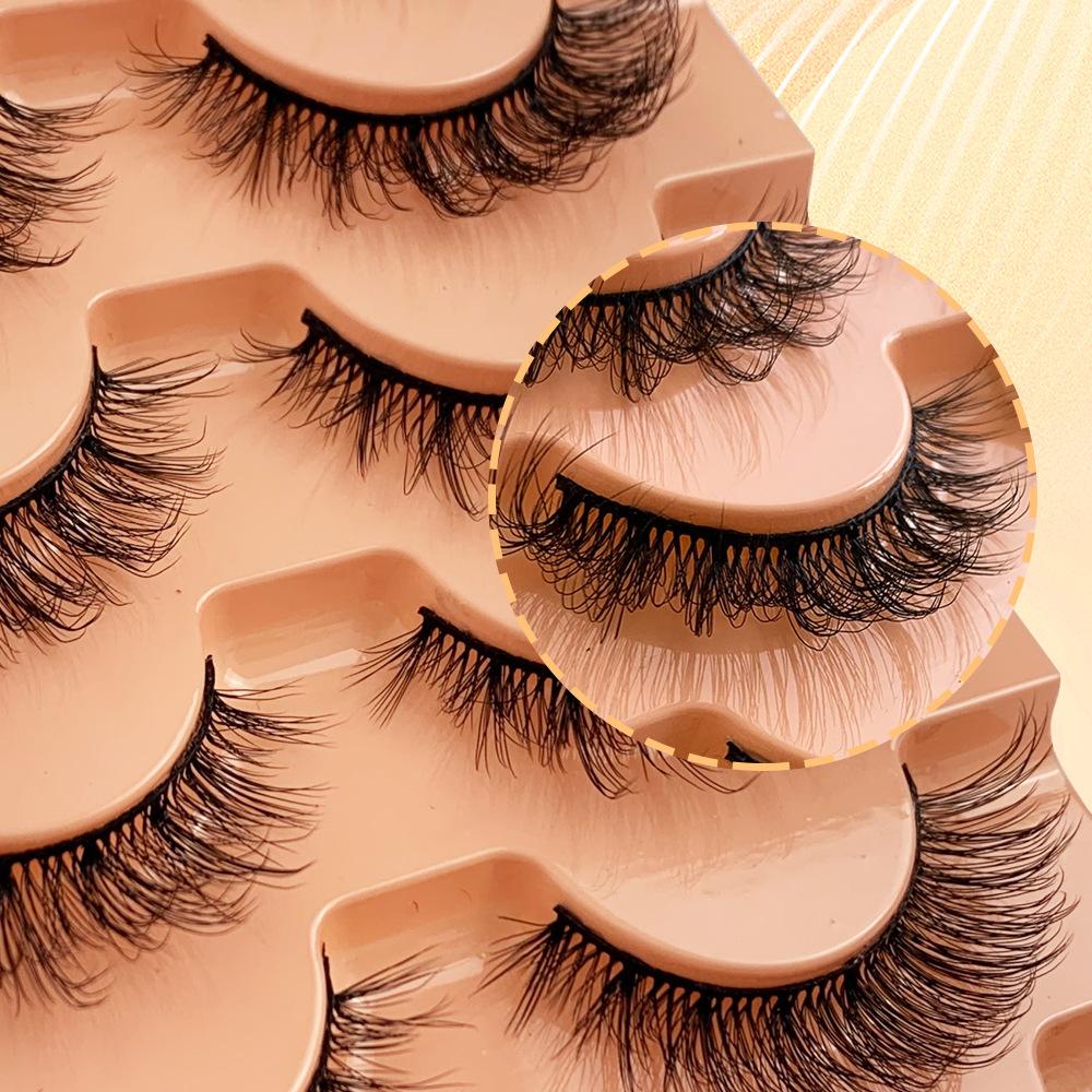 False Eyelashes Naturally Curl Up the Whole Black Stem Multi-layer Three-dimensional Orange Tray, One Piece of 7 Pairs of Eyelashes