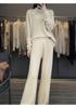 Women's Casual Rolled Hem Wool Sweater, Half-High Collar Loose Fit, Solid Color Base Layer for Autumn & Winter