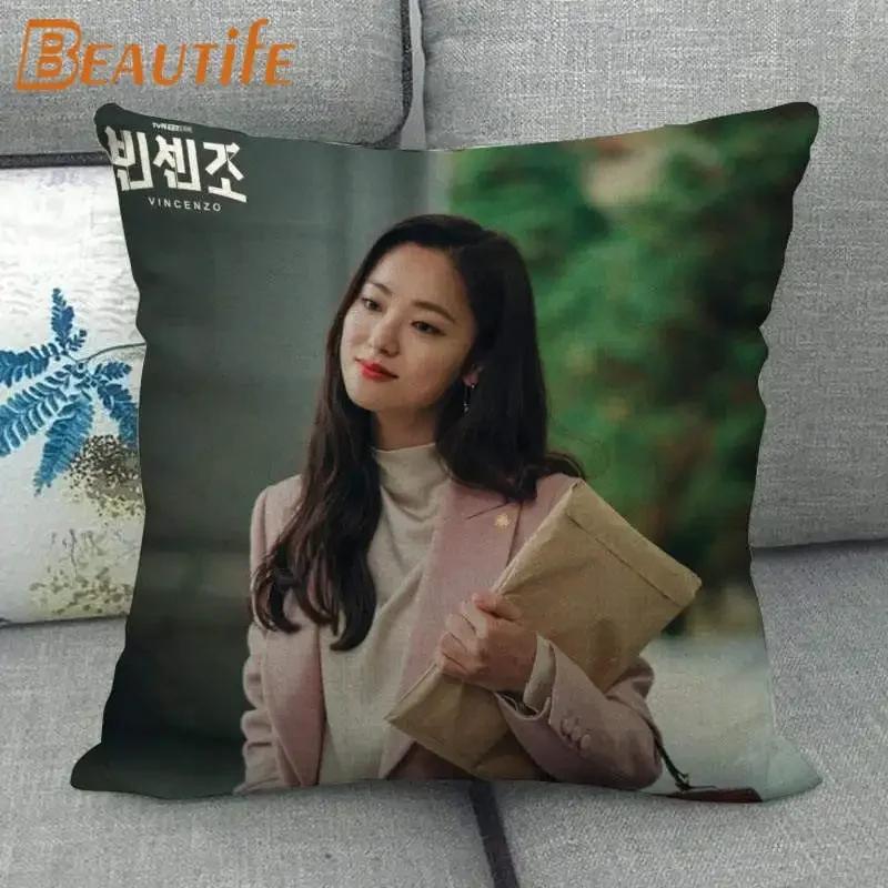 45X45cm Vincenzo Song Joong Ki KPOP Pillow Cover Square Zipper Cotton Linen Fabric Pillow Cases Bedroom Home Decorative Gift