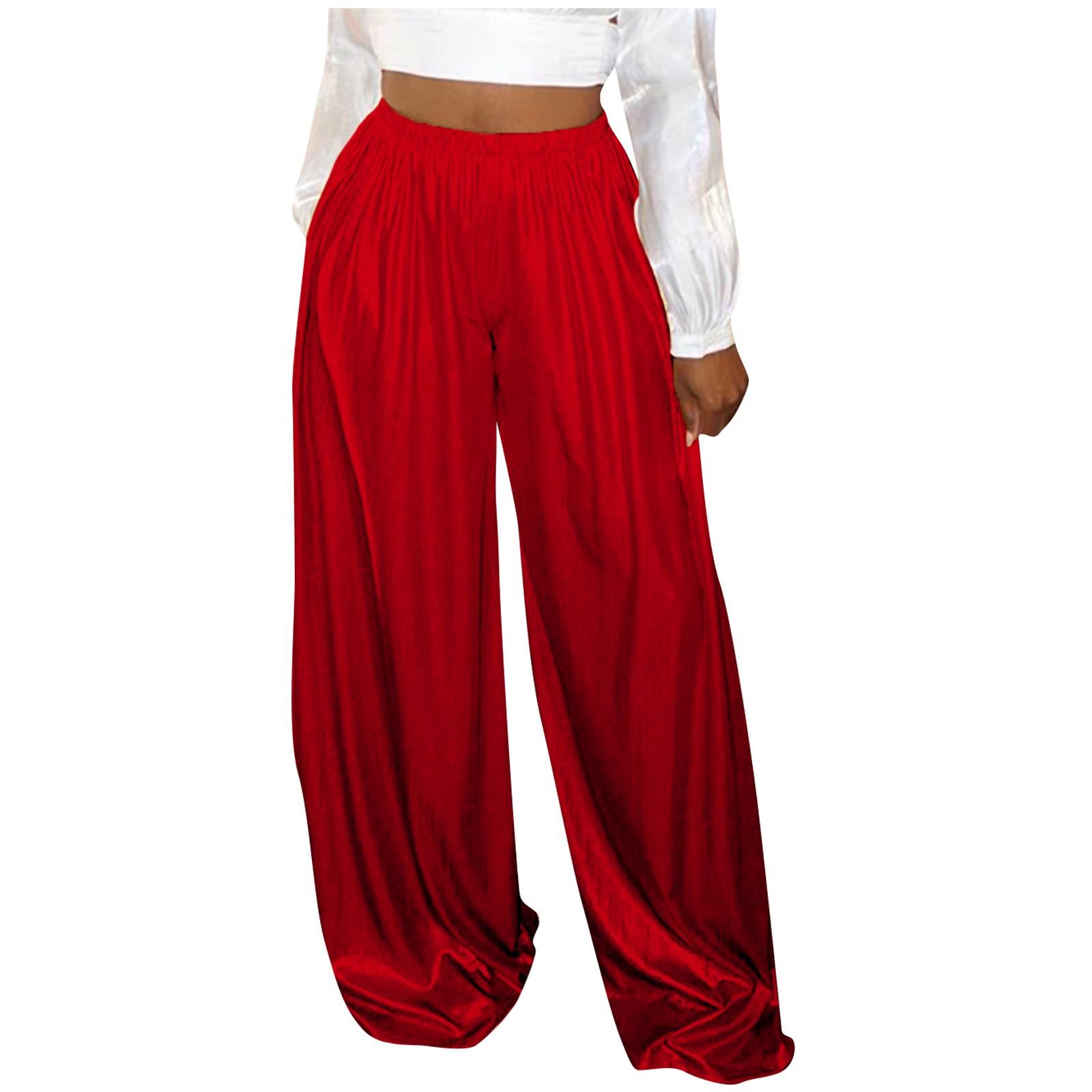 

Женские осенние и зимние модные повседневные эластичные широкие брюки, брюки S красный
