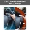Poignée chauffante universelle 12V Hiver Chauffage électrique Couvre-volant de voiture Chauffage rapide en 3 minutes Couvercle antidérapant Pour l'hiver