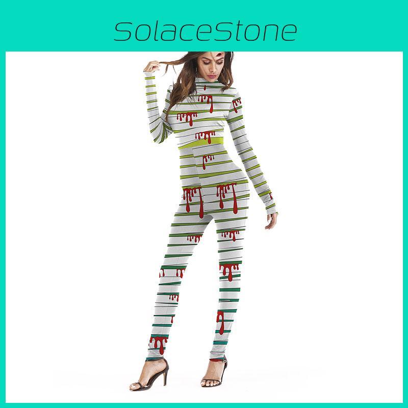 Versatile Women Halloween Scary Skull Skeleton Jumpsuit For Cosplay