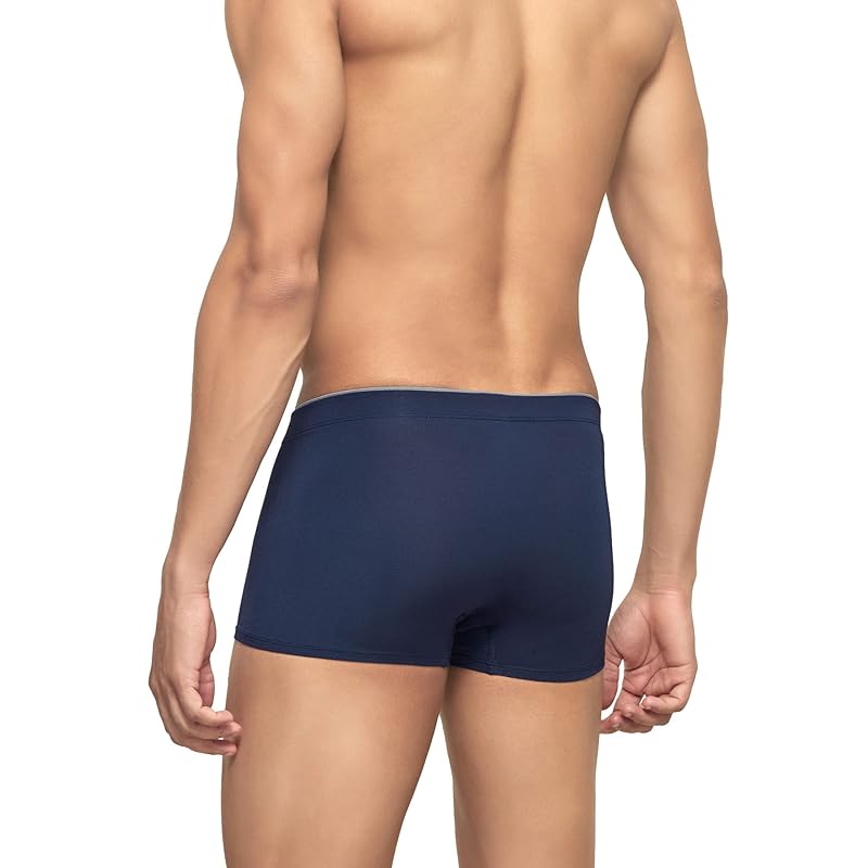 XYXX Men's Underwear Uno IntelliSoft Antimicrobial Micro Modal Trunk Pack of 5 (Dress Blue ; Coral Grey ; Black ; Heathe