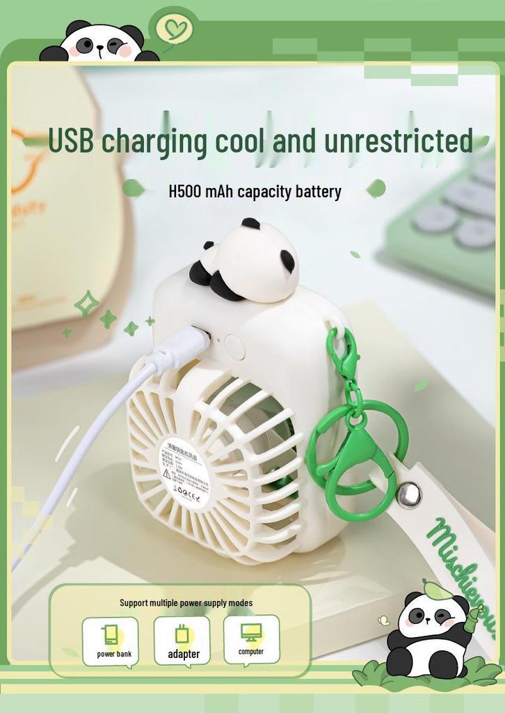 Panda Mini Keychain USB Rechargeable Fan - Portable & Handheld