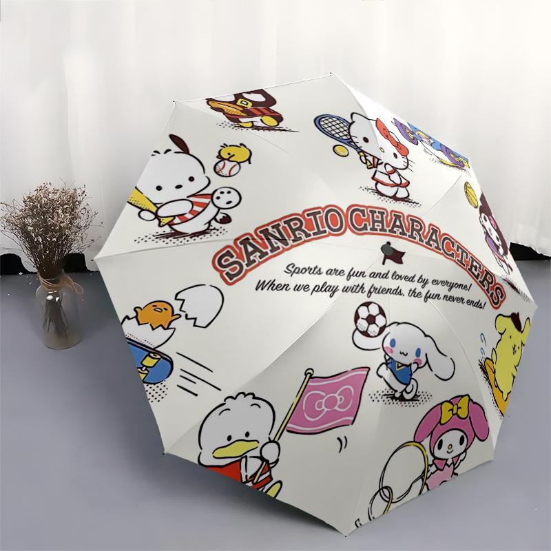 1pc Sanrio Characters Sports Fun Collection: Automatic Opening/Closing Umbrella with Portable Folding Design, 8-Bone Iron Frame, Outdoor, Perfect Gift