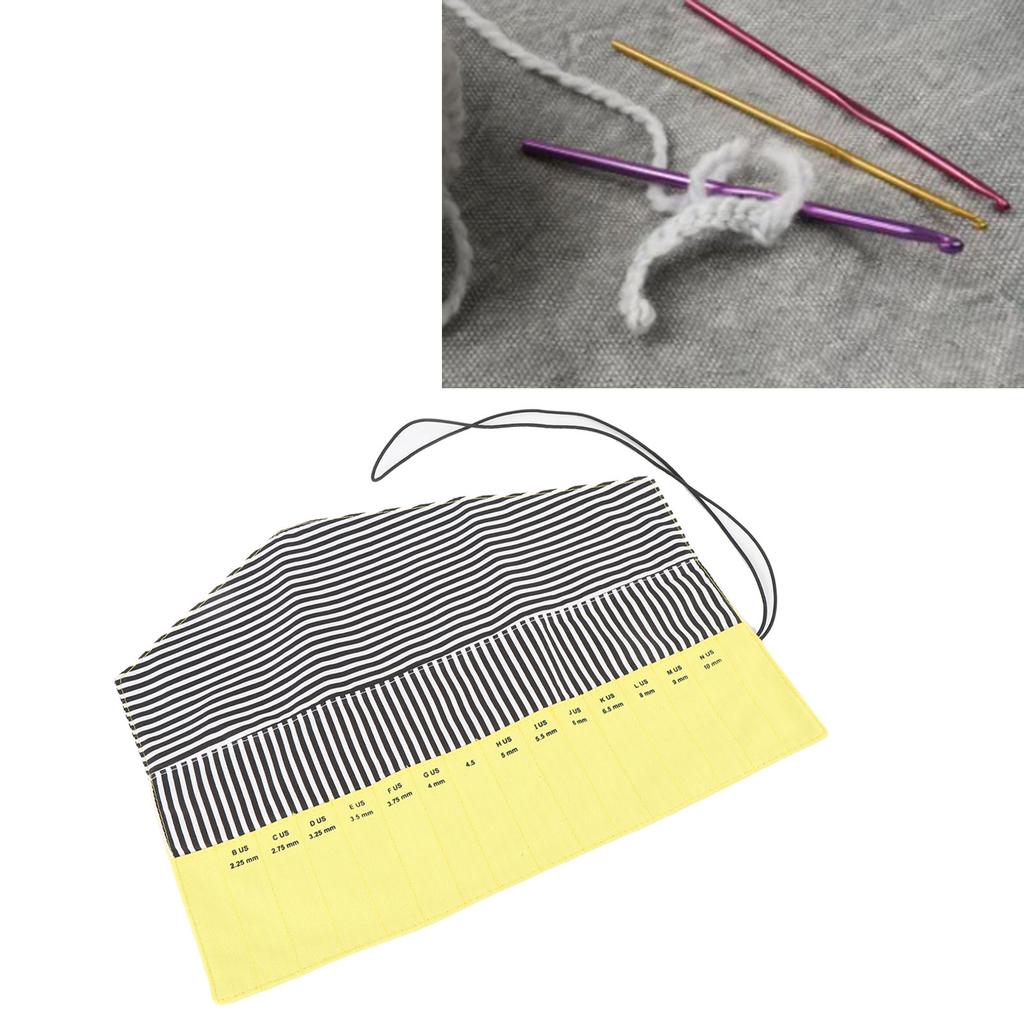 Crochet Hook Storage Bag Portable Oxford Cloth Knitting Needle with Size Markings