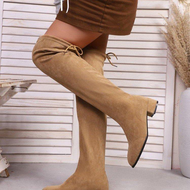 Fashion Women's Boots Fashion Pointed Suede Over-the-knee Boots 2025 Autumn and Winter Anti-slip Wear-resistant Block with Boots