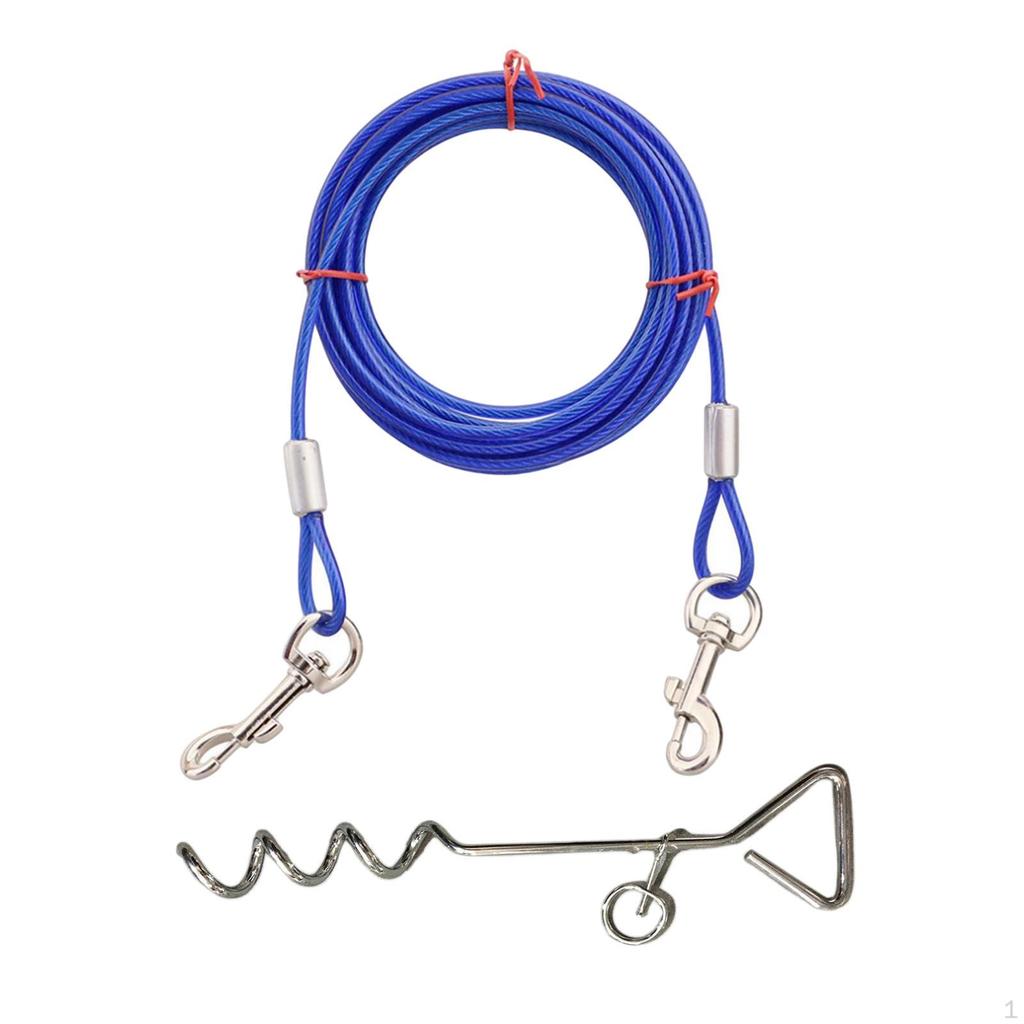 Dog Tie Out Cable and Stake Chain Anti Rust Sturdy Outside Leash with Lead