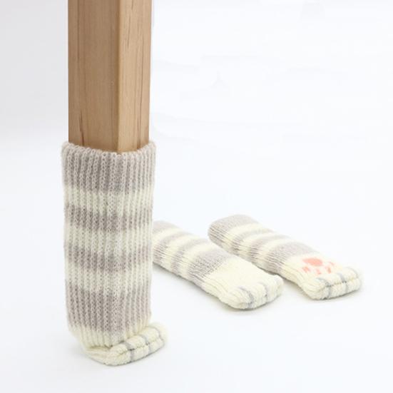 4Pcs Cat Paw Chair Leg Cover Knitting Furniture Feet Cover Floor Protectors Non-Slip No Scratch Noise Reduction Hardwood Floors Furniture Booties