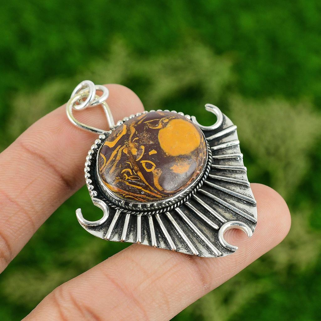 Daughters Day Sale Oval Mariam Jasper Stone Bezel Pendant 925 Sterling Silver