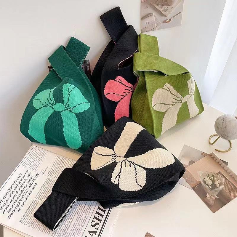 Женская сумка на запястье с узлом ручной работы CNew Bowknot Knit Handbags asual Small — фото 3