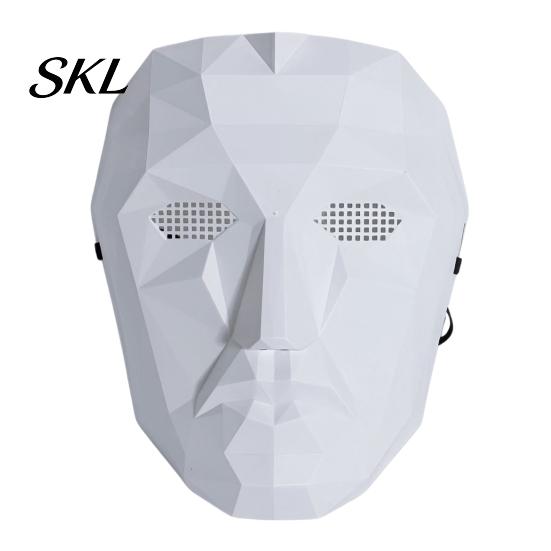Hard Plastic Cosplay Mask Halloween Geometric Mask, Polygonal Cool Party with Mesh Eyes, Recognition Boss Style Black White for Masquerade,