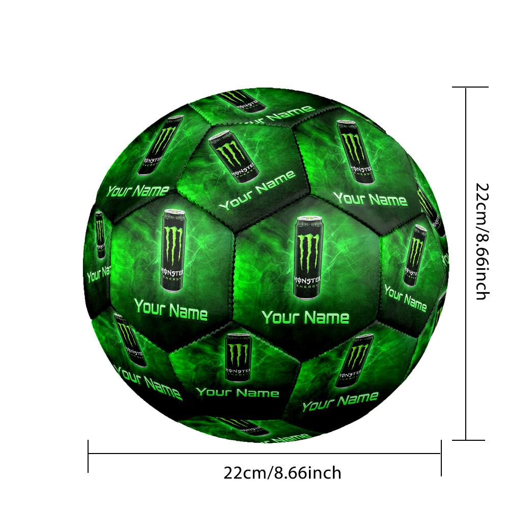 Monster Energy Size 5 Football, Custom Name Text Personalized Soccer Ball Sport Training Gift