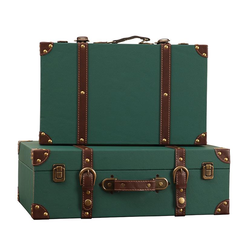 Vintage American Retro Leather-Wooden Suitcase Display and Photography Prop