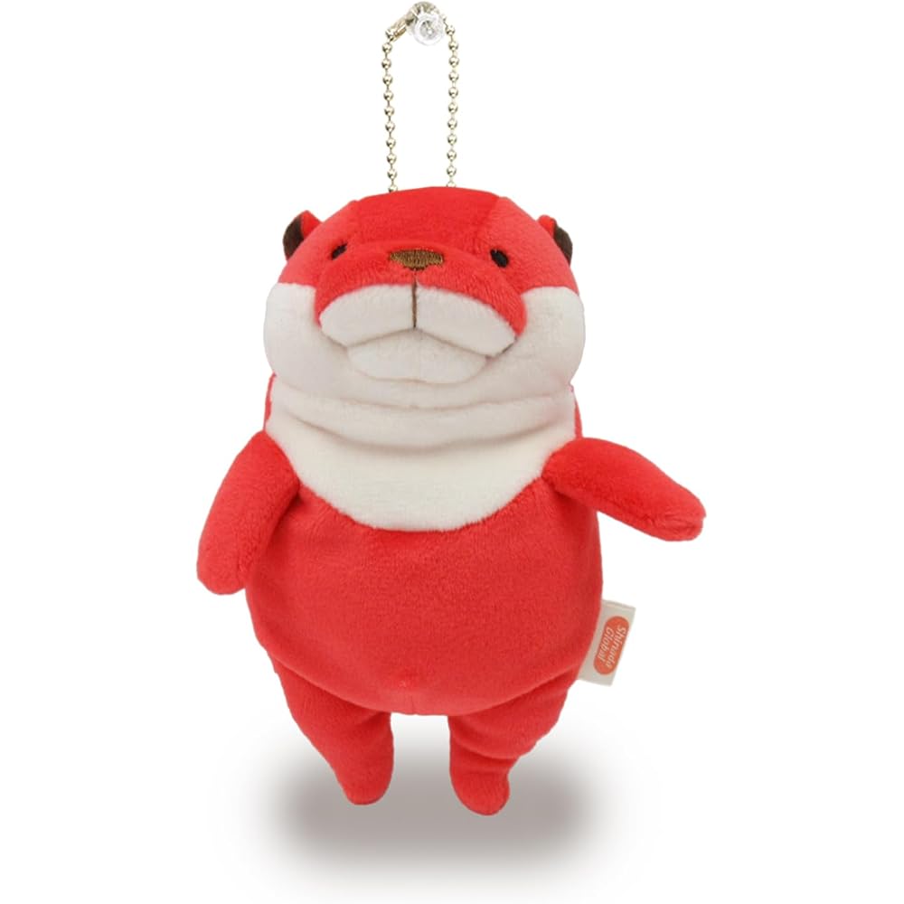 Shinada Global Mochi Series Strawberry Otter Plush Toy Mini 7x5x14cm Animal MOKW-0088ST