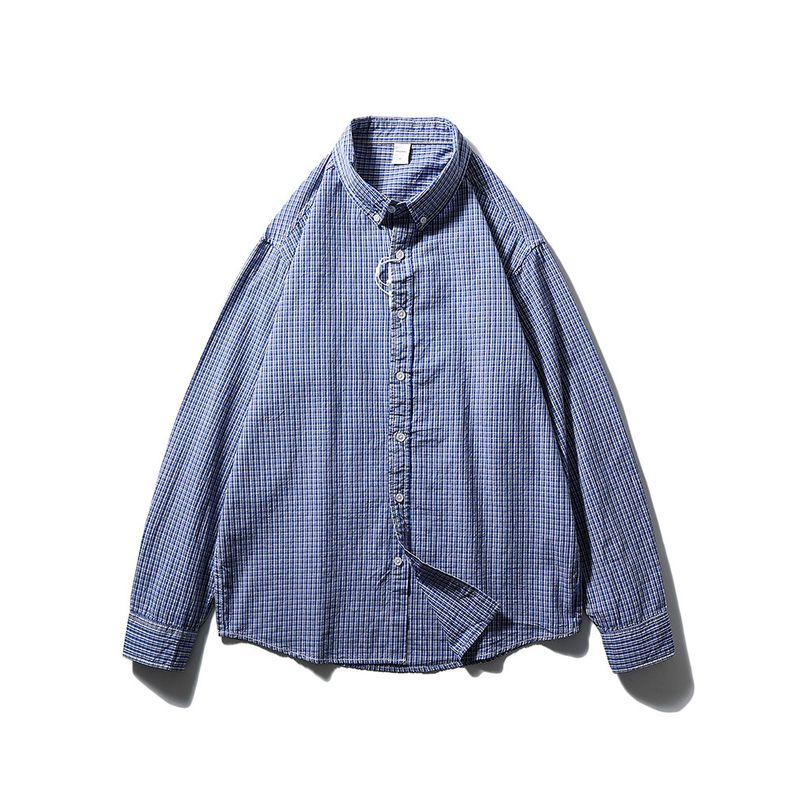 Japan Fashion Retro Small Plaid Cotton Shirts Men's Long Sleeve Spring and Autumn Outerwear Foreign Trade Men's Casual All-matching Cotton Shirt